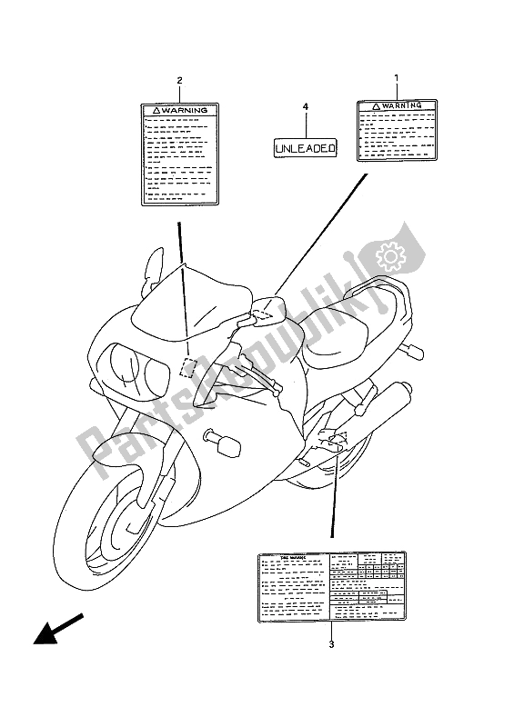 Toutes les pièces pour le étiquette du Suzuki GSX R 750W 1993