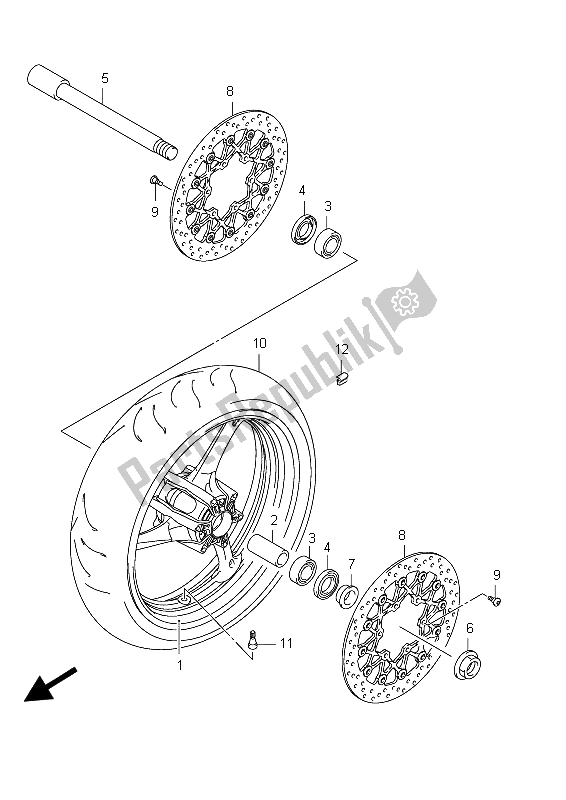 Toutes les pièces pour le Roue Avant (gsx-r600 E21) du Suzuki GSX R 600 2012