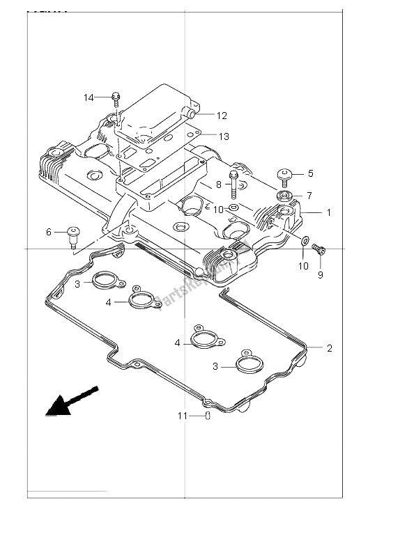 All parts for the Cylinder Head Cover of the Suzuki GSF 1200 NS Bandit 2002