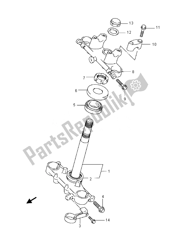 All parts for the Steering Stem of the Suzuki DR Z 125 SW LW 2014