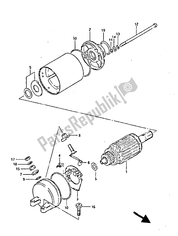 Todas las partes para Motor De Arranque de Suzuki GS 450 Eseusu 1988