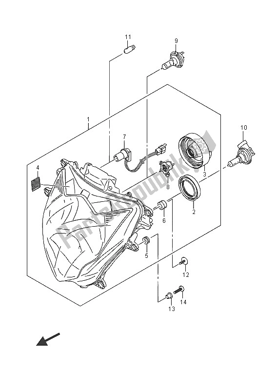 All parts for the Headlamp of the Suzuki GSX R 600 2016