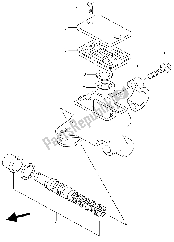 All parts for the Front Master Cylinder of the Suzuki LT A 500F Vinson 4X4 2002