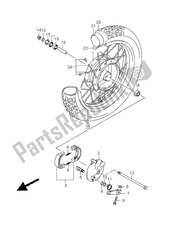 Wszystkie części do Przednie Ko? O (sw) Suzuki DR Z 125 SW LW 2010