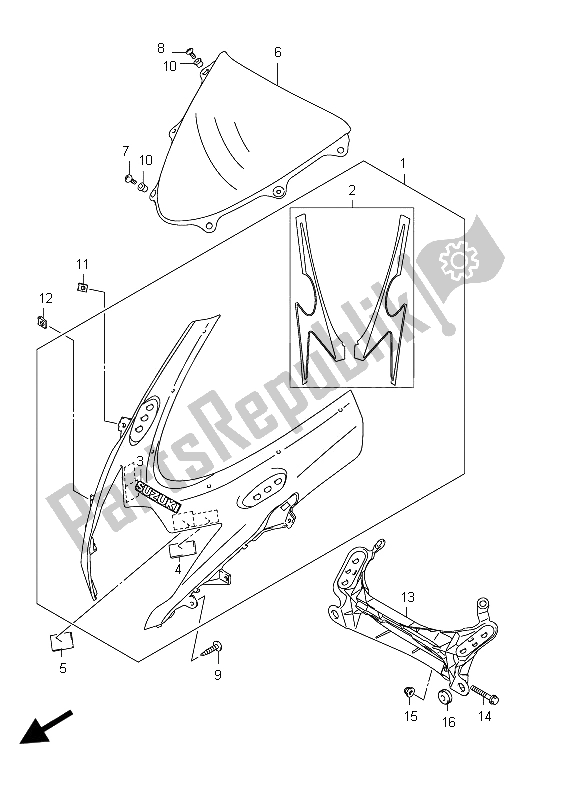 Toutes les pièces pour le Corps De Capot (gsx-r600ue E21) du Suzuki GSX R 600 2012