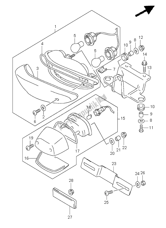 Tutte le parti per il Lampada Di Coda del Suzuki TL 1000S 1999