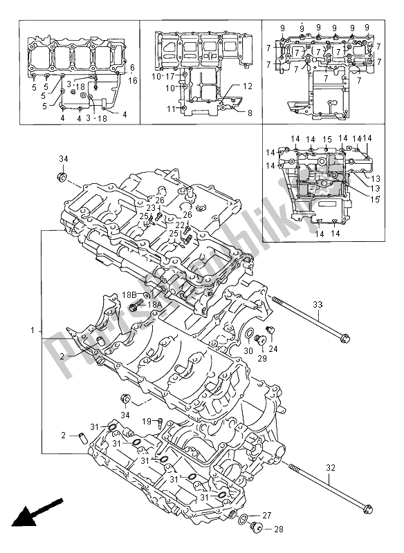 Todas as partes de Bloco Do Motor do Suzuki GSX R 750 1999