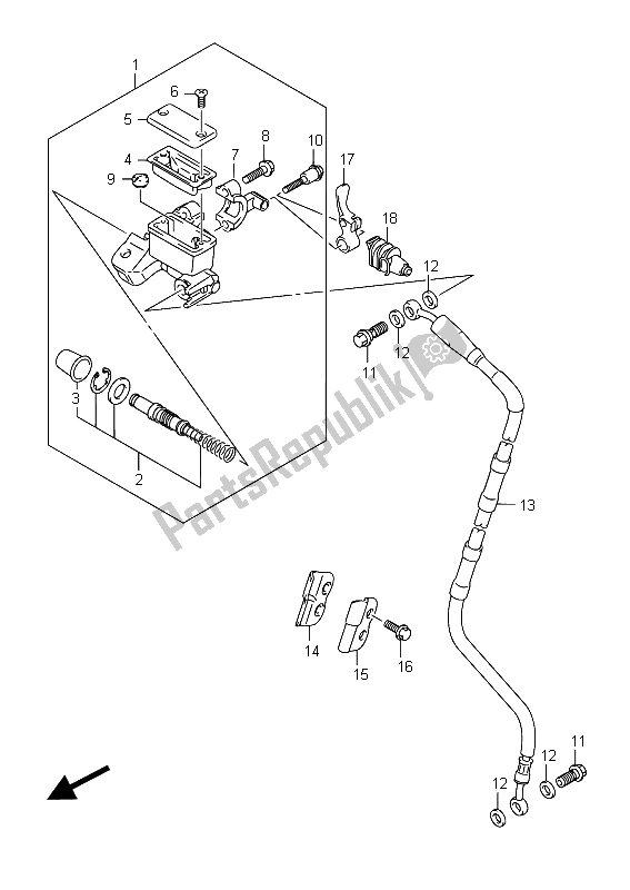 All parts for the Front Master Cylinder of the Suzuki RM Z 250 2015