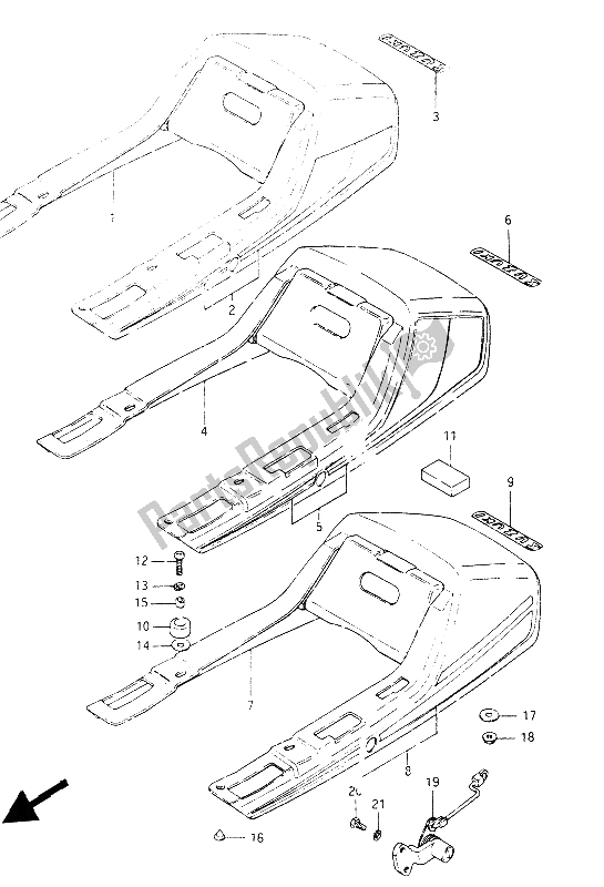 Tutte le parti per il Coprisella (gsx400e) del Suzuki GSX 400 ES 1985