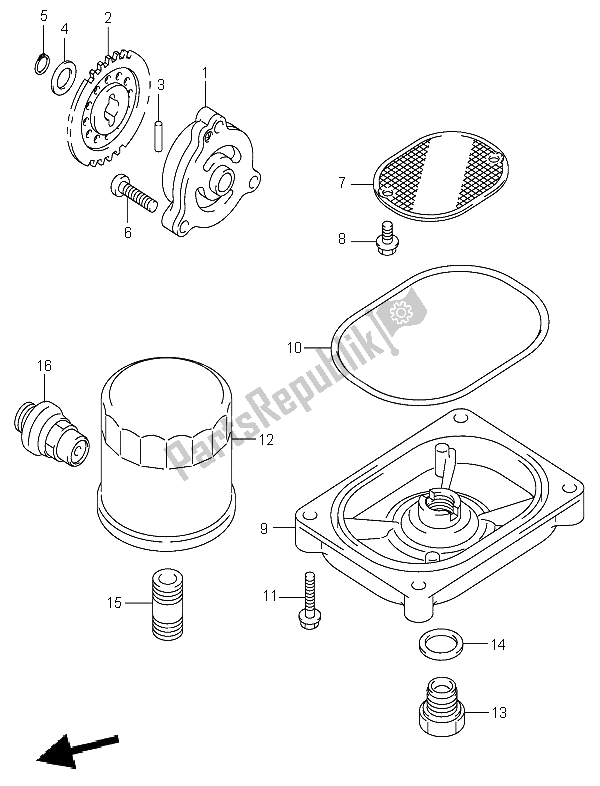 All parts for the Oil Pump of the Suzuki LT A 500F Vinson 4X4 2002