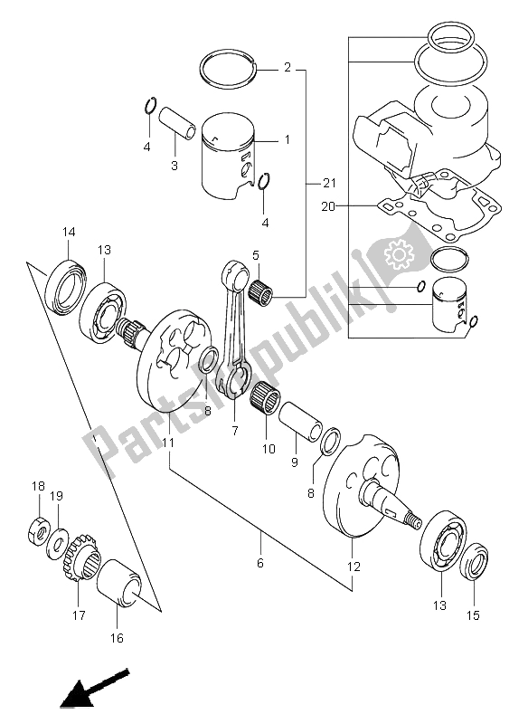 Todas as partes de Virabrequim do Suzuki RM 85 SW LW 2005