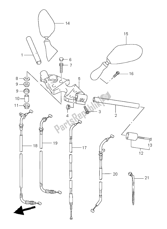 Tutte le parti per il Manubrio del Suzuki GSX 750F 2003