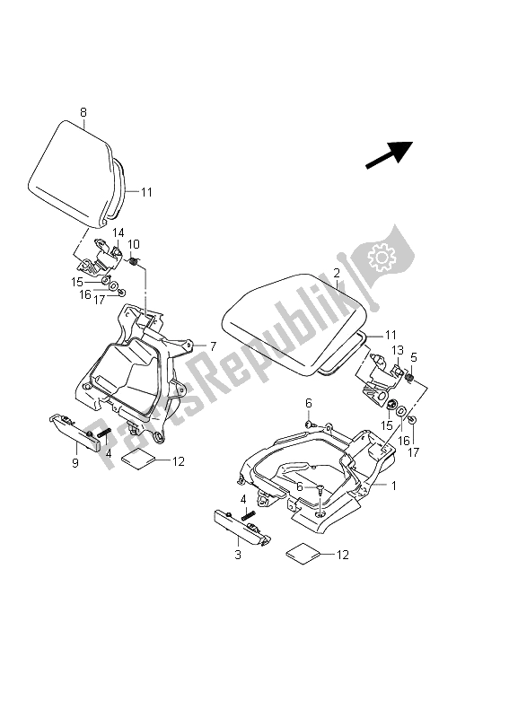 All parts for the Front Panel Box of the Suzuki Burgman AN 400 AZA 2011