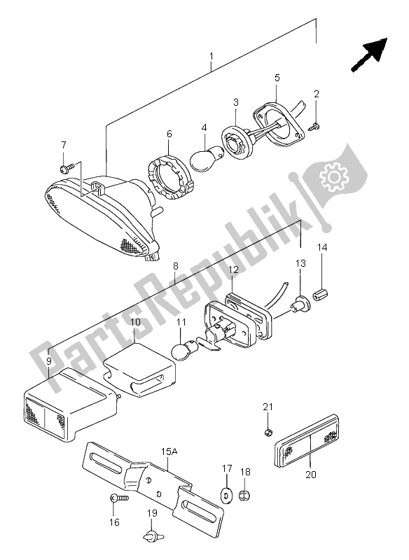 All parts for the Tail Lamp of the Suzuki GSF 600 NS Bandit 1998