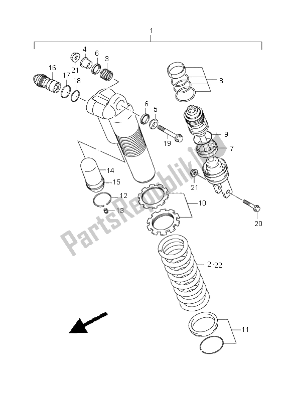 All parts for the Rear Shock Absorber of the Suzuki RM 125 2006