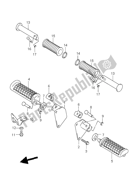 All parts for the Footrest of the Suzuki VL 250 Intruder 2004