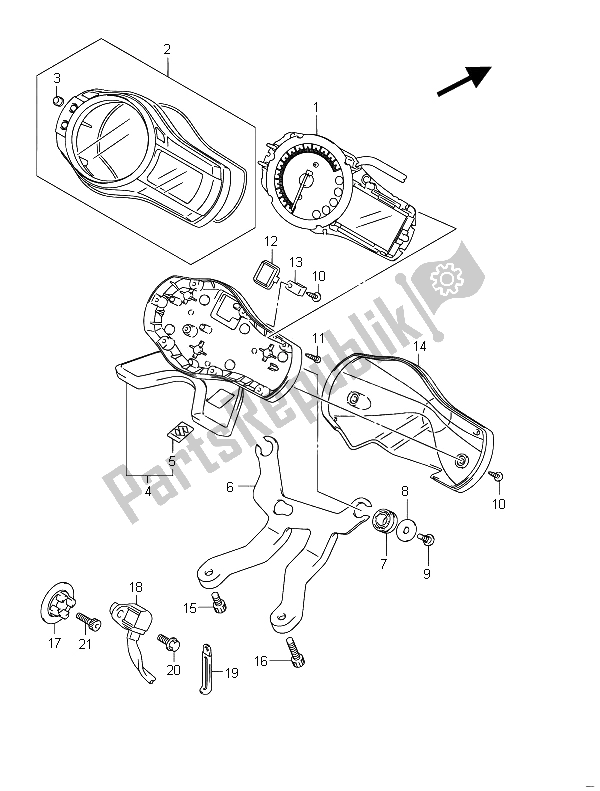 All parts for the Speedometer (gsf650ua) of the Suzuki GSF 650 Sasa Bandit 2011