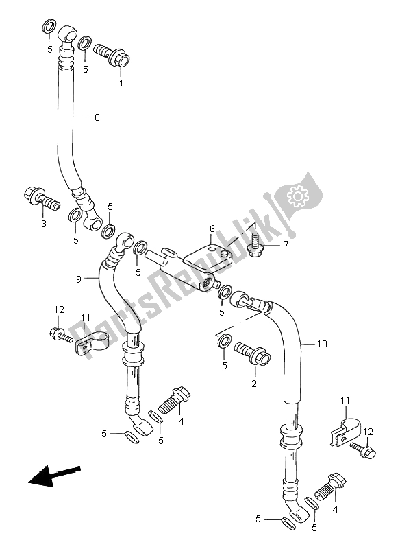 All parts for the Front Brake Hose of the Suzuki GSX 600F 2001