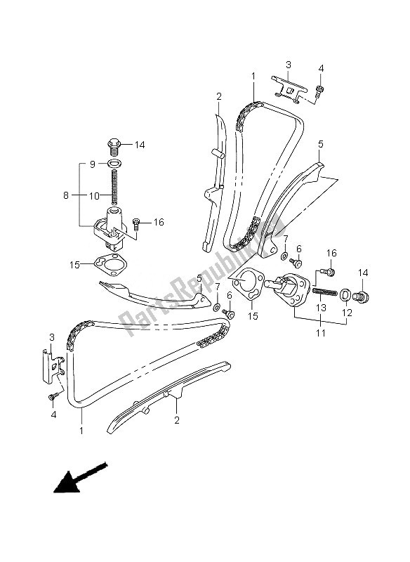 All parts for the Cam Chain of the Suzuki SV 650 SA 2010