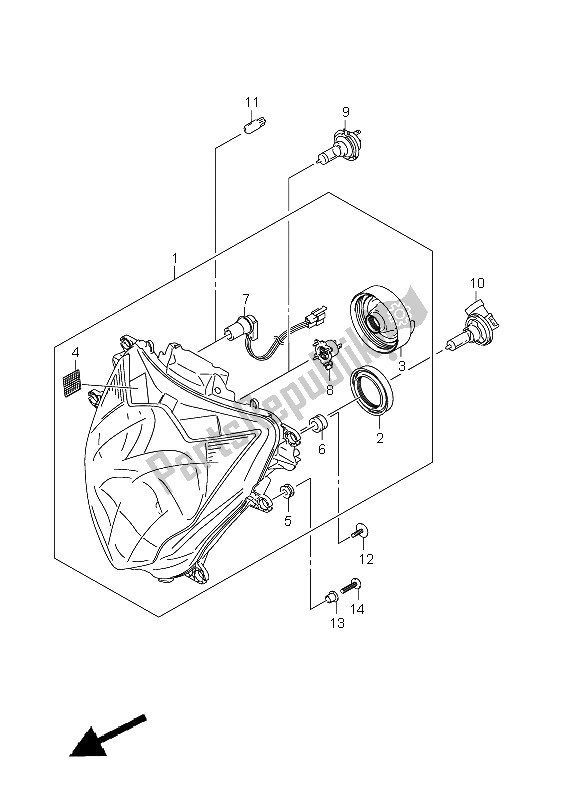 Tutte le parti per il Proiettore (gsx-r600uf E21) del Suzuki GSX R 600 2011