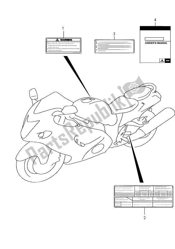 Alle onderdelen voor de Label (gsx1300rauf E19) van de Suzuki GSX 1300 RA Hayabusa 2015