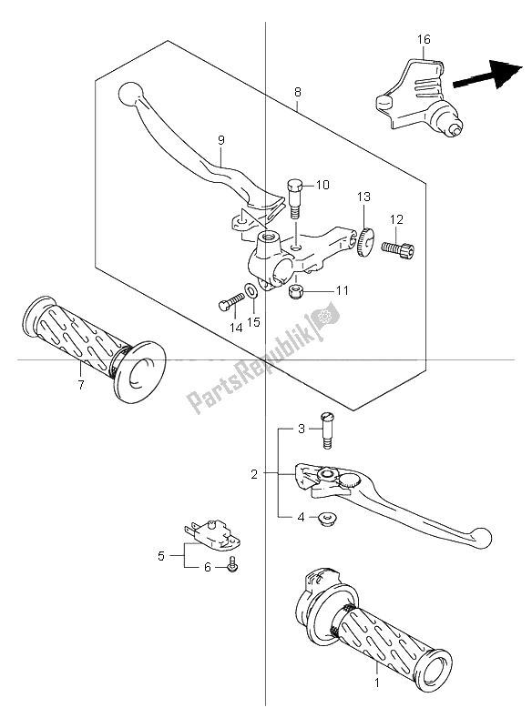 All parts for the Handle Lever of the Suzuki GSF 600 NS Bandit 2000