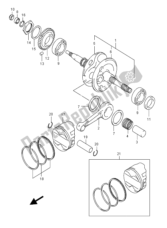 All parts for the Crankshaft of the Suzuki AN 250 Burgman 2006