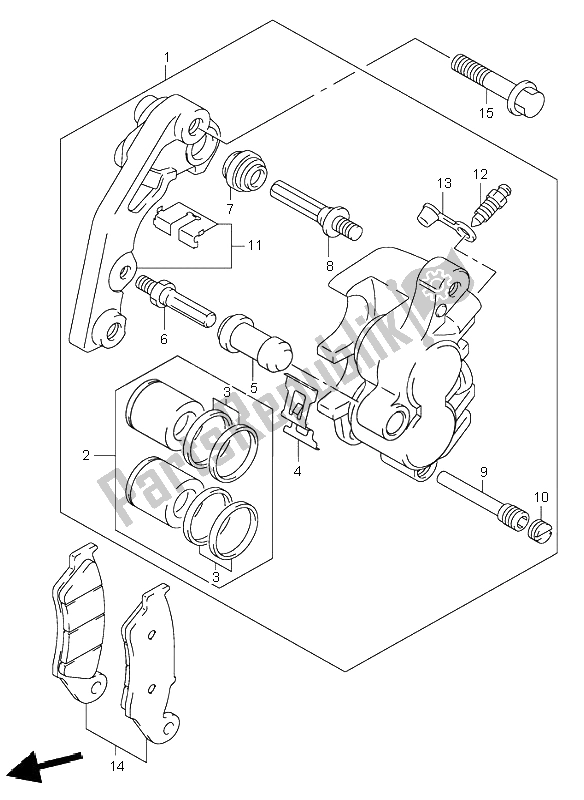 Alle onderdelen voor de Remklauw Vooraan van de Suzuki DR Z 400S 2003