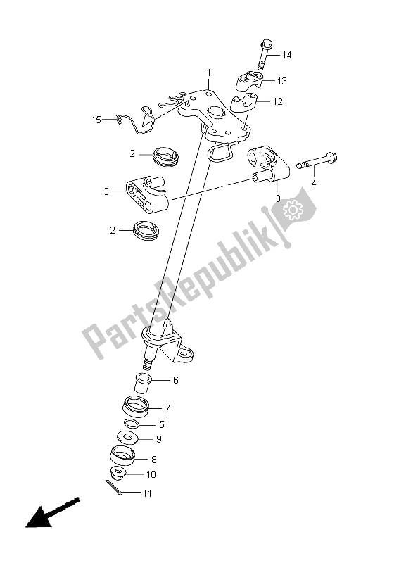 All parts for the Steering Shaft of the Suzuki LT A 400Z Kingquad ASI 4X4 2012