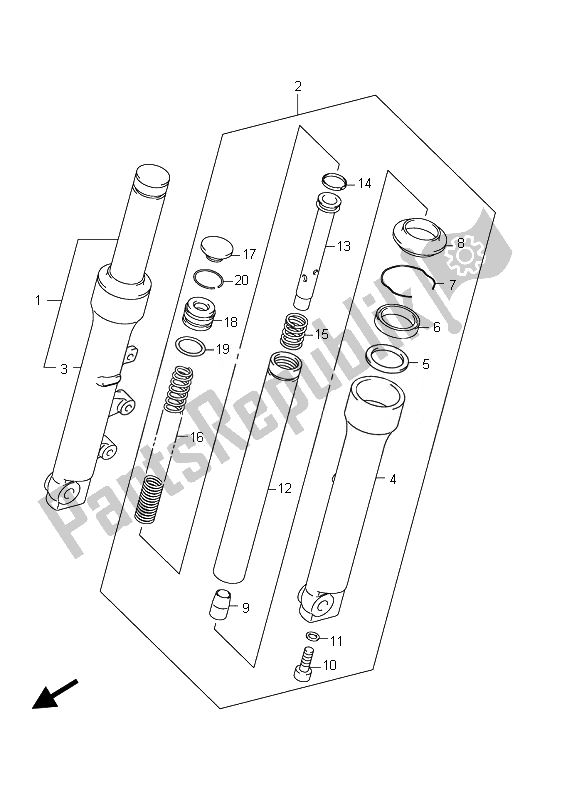 All parts for the Front Damper of the Suzuki UX 150 Sixteen 2010