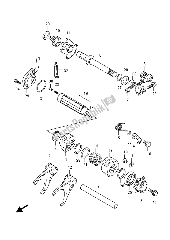 All parts for the Gear Shifting of the Suzuki LT A 750 XVZ Kingquad AXI 4X4 2015