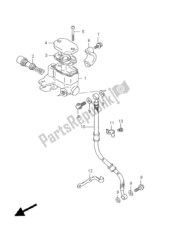 All parts for the Front Master Cylinder of the Suzuki GN 125E 2001