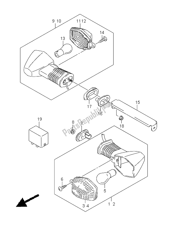 All parts for the Turnsignal Lamp (sv650-a-u-ua) of the Suzuki SV 650 Nsnasa 2009