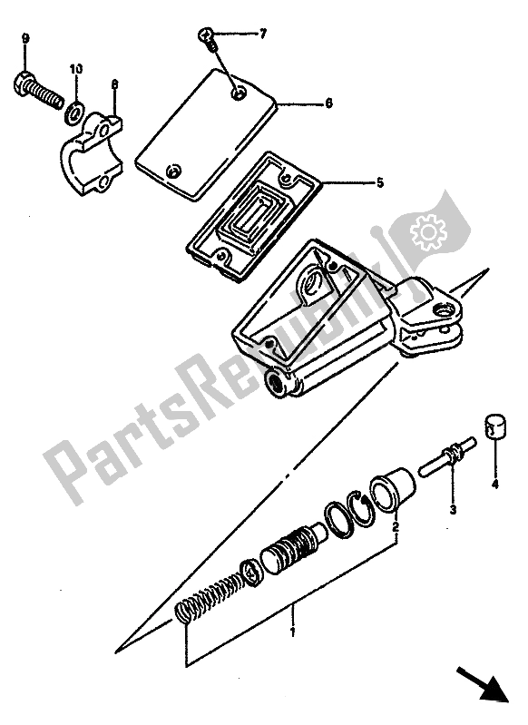 All parts for the Clutch Master Cylinder of the Suzuki GSX R 750X 1986