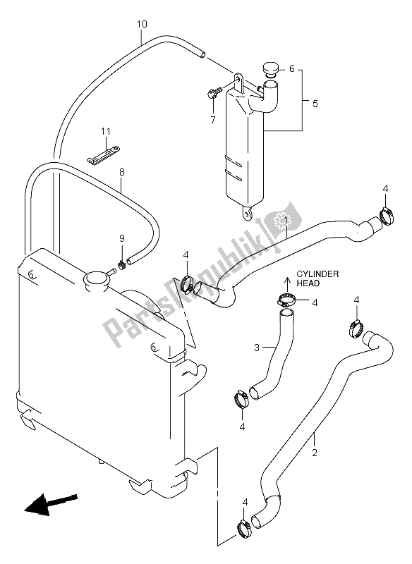 All parts for the Radiator Hose of the Suzuki LT A 500F Vinson 4X4 2007