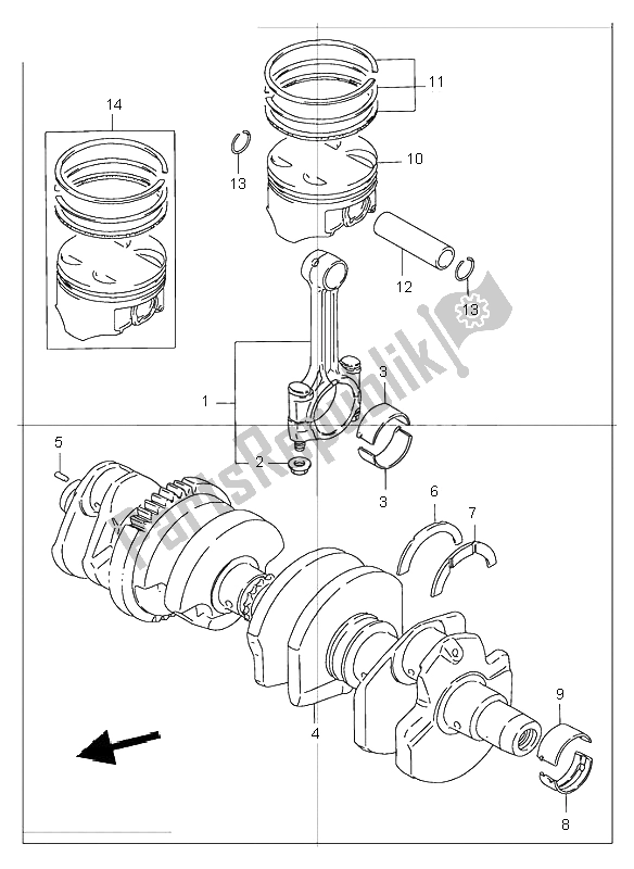 All parts for the Crankshaft of the Suzuki GSF 1200 NS Bandit 2001