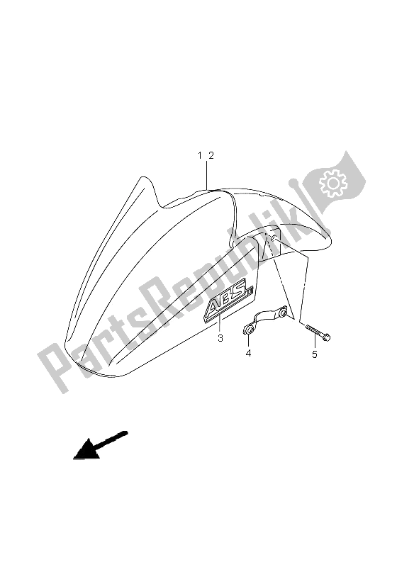 All parts for the Front Fender of the Suzuki GSX 650 FA 2009