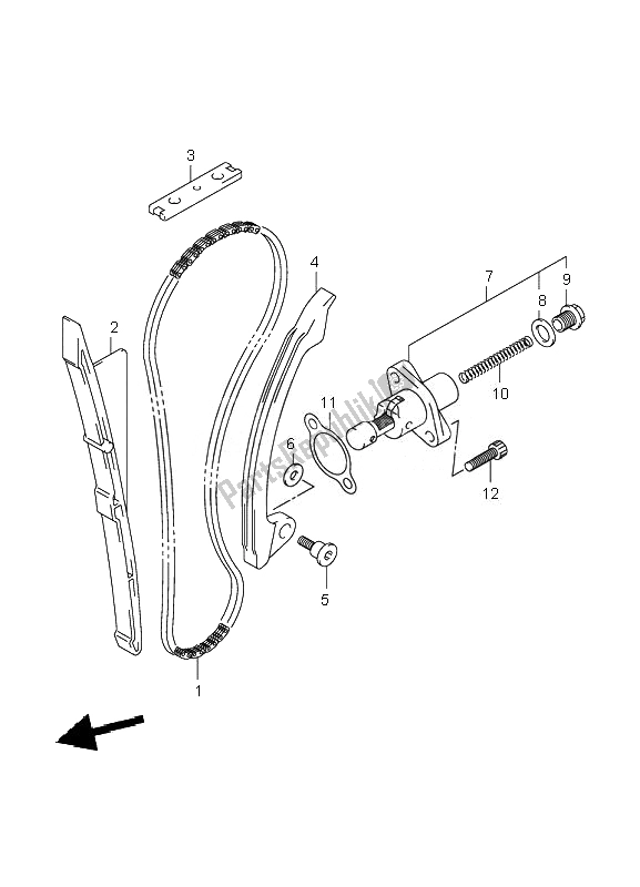 All parts for the Cam Chain of the Suzuki LT R 450 Quadracer 2007