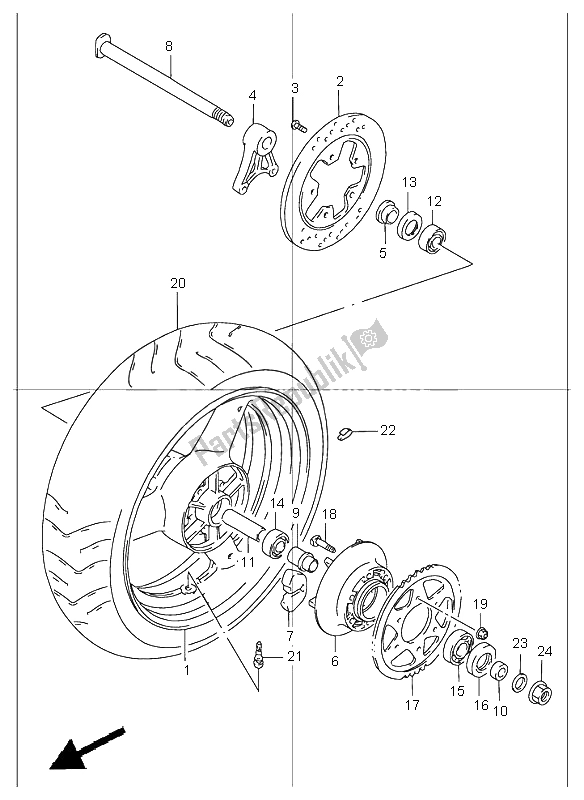 All parts for the Rear Wheel of the Suzuki GSF 1200 NS Bandit 2003