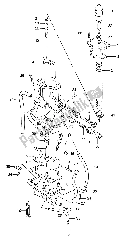 Tutte le parti per il Carburatore (e15-e18) del Suzuki RG 125 FU 1993