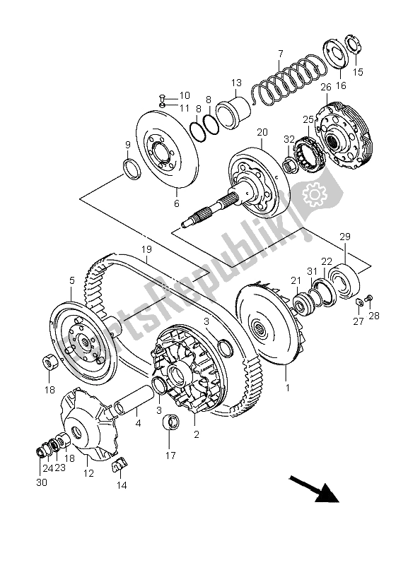 All parts for the Transmission (1) of the Suzuki LT A 400F Kingquad 4X4 2009