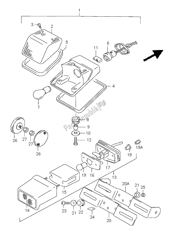 Toutes les pièces pour le Feu Arrière du Suzuki DR 650 SE 1999