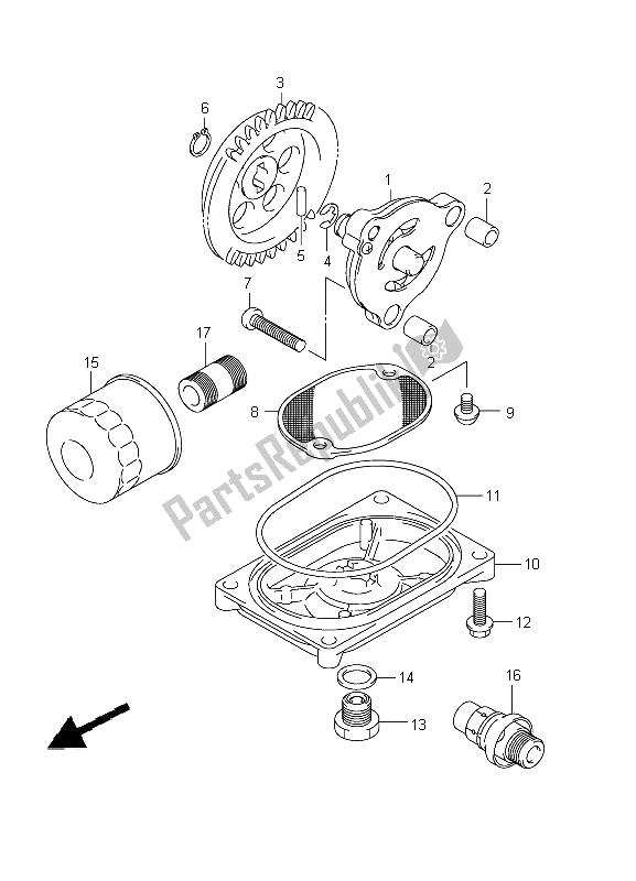 All parts for the Oil Pump of the Suzuki LT A 400Z Kingquad ASI 4X4 2012