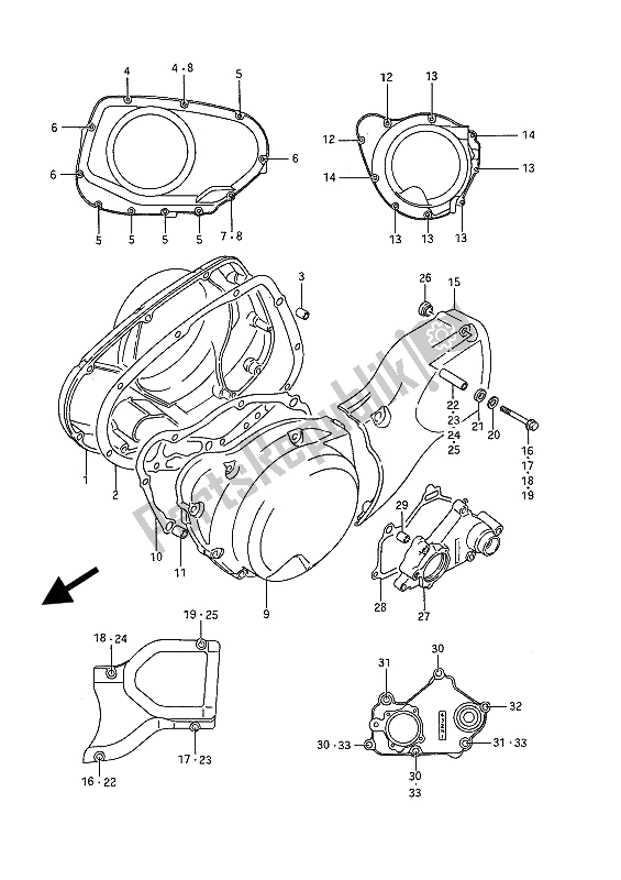 Todas las partes para Tapa Del Cárter de Suzuki VS 1400 Glpf Intruder 1987