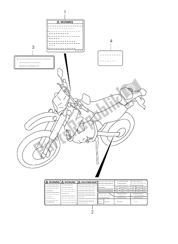 Tutte le parti per il Etichetta del Suzuki DR Z 400E 2003