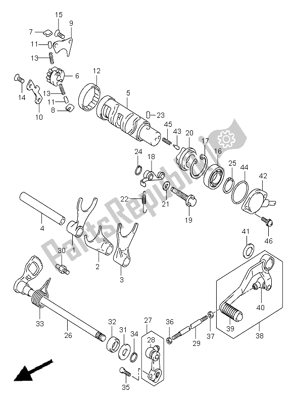 All parts for the Gear Shifting of the Suzuki GSF 650 Nsnasa Bandit 2005