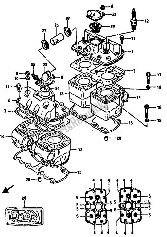 Alle onderdelen voor de Cilinder van de Suzuki RG 500 Gamma 1986
