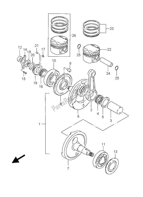 All parts for the Crankshaft of the Suzuki GZ 250 Marauder 2007