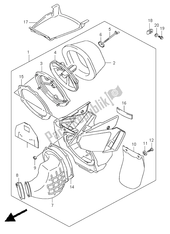 All parts for the Air Cleaner of the Suzuki RM 125 2006