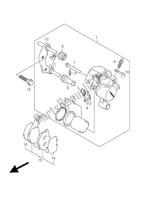 All parts for the Front Caliper (lw) of the Suzuki DR Z 125 SW LW 2010